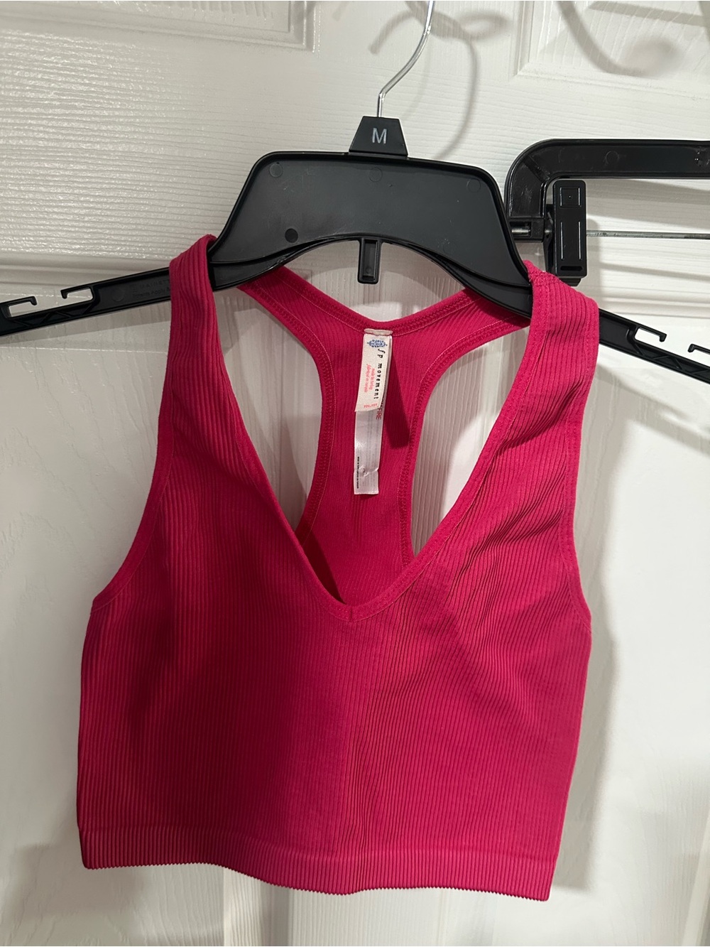 Free People Ribbed Racerback Crop Tank - Hot Pink